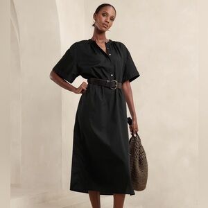 AS IS! BANANA REPUBLIC BLACK POPLIN KAFTAN MAXI DRESS - SIZE XL